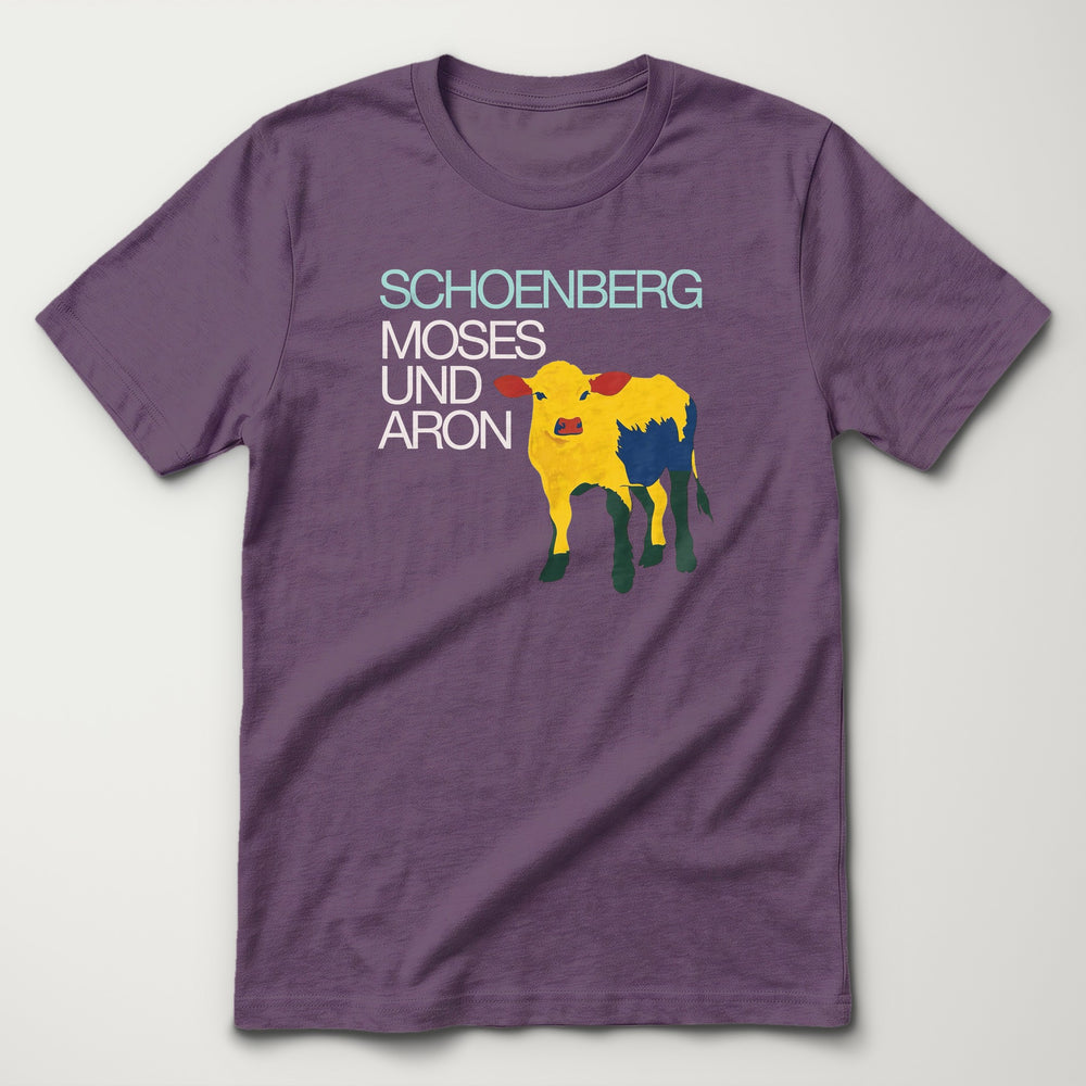 Schoenberg: Moses & Aron Classic Tee in Heather Team Purple, flat lay