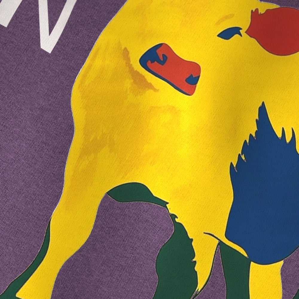 Schoenberg: Moses & Aron Classic Tee in Heather Team Purple, close-up