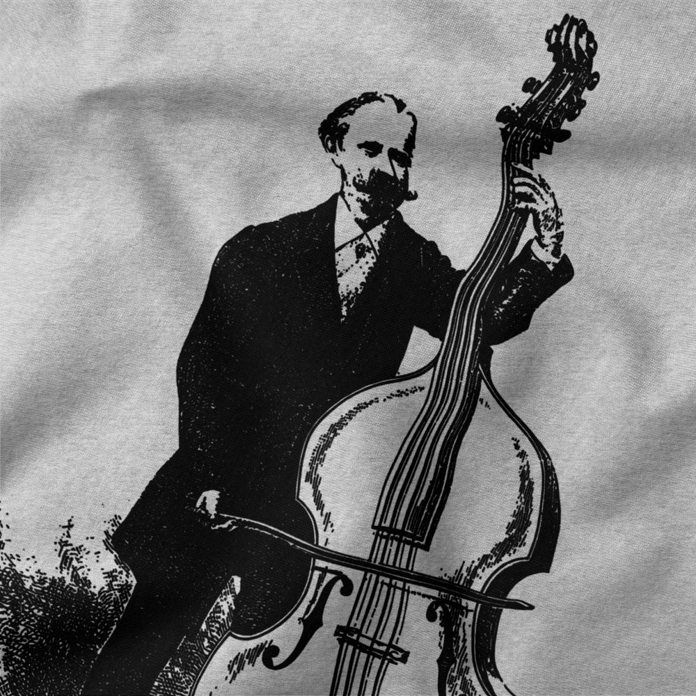 f. simandl: new method bass classic tee in athletic heather, close-up of the print
