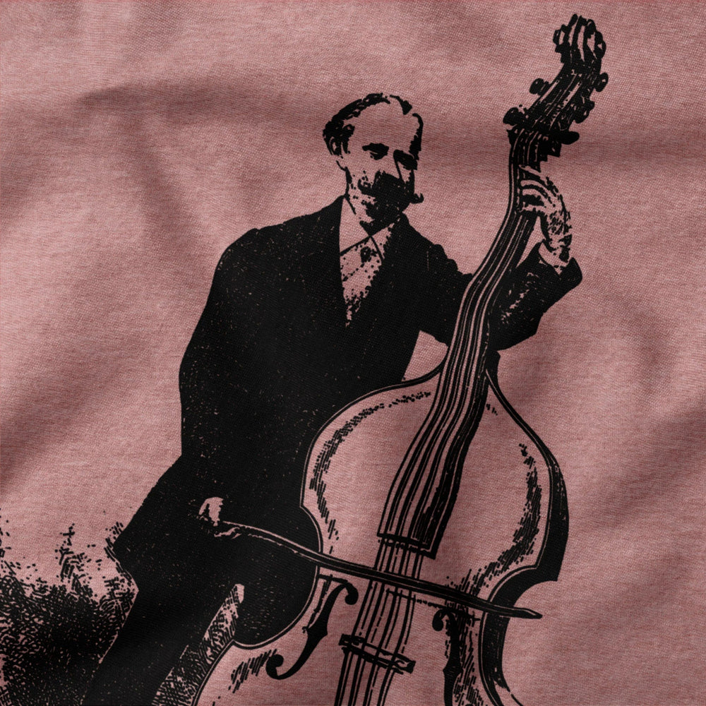f. simandl: new method bass classic tee in heather mauve, close-up of the print
