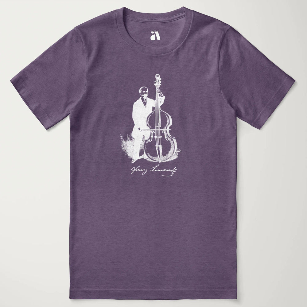 f. simandl: new method bass classic tee in heather team purple, laid flat