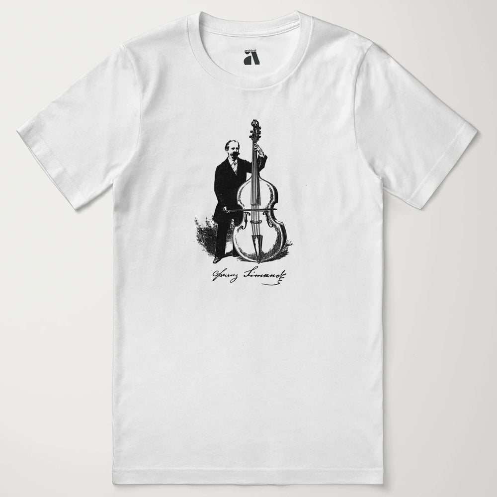 f. simandl: new method bass classic tee in vintage white, laid flat