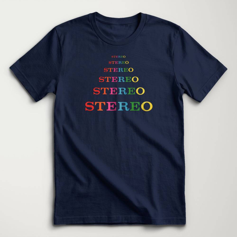 Stereo: Retro Echoes Classic Tee in Navy, flat lay