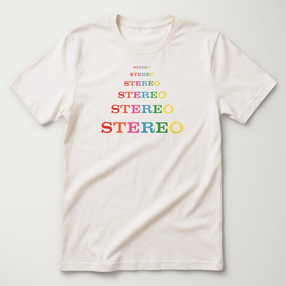Stereo: Retro Echoes Classic Tee in Vintage White, flat lay