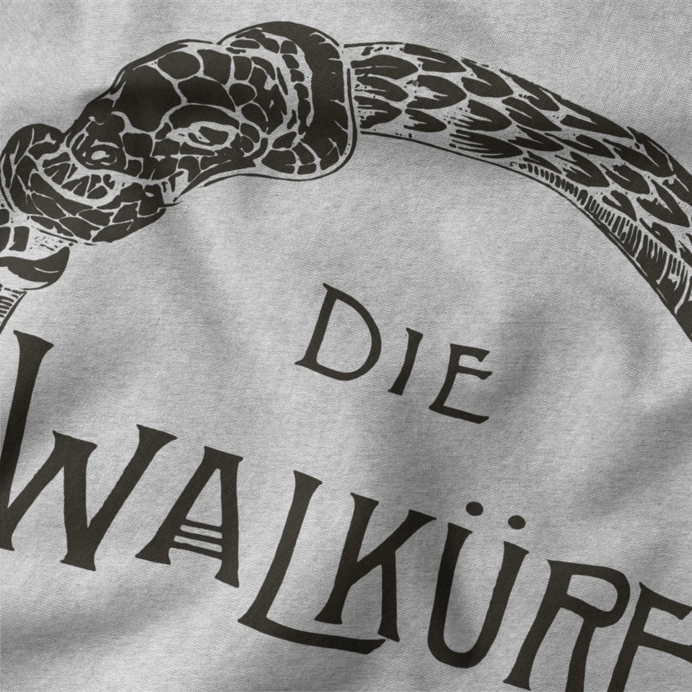 wagner: die walküre classic tee in athletic heather, close-up of the print