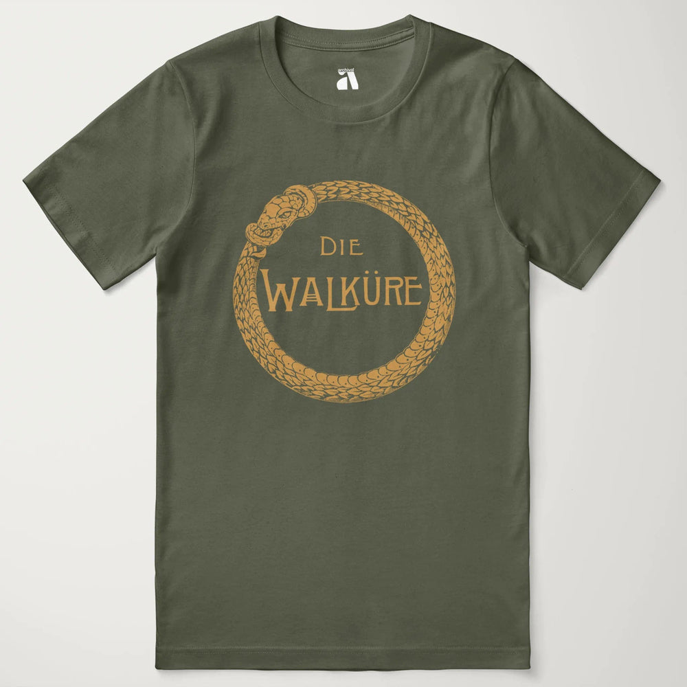 wagner: die walküre classic tee in military green, laid flat