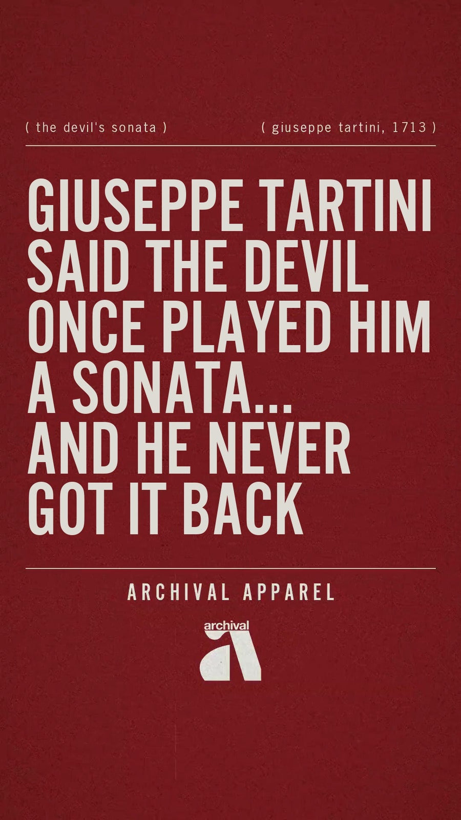 Giuseppe Tartini said the devil once played him a sonata... and he never got it back: Liner Notes title card