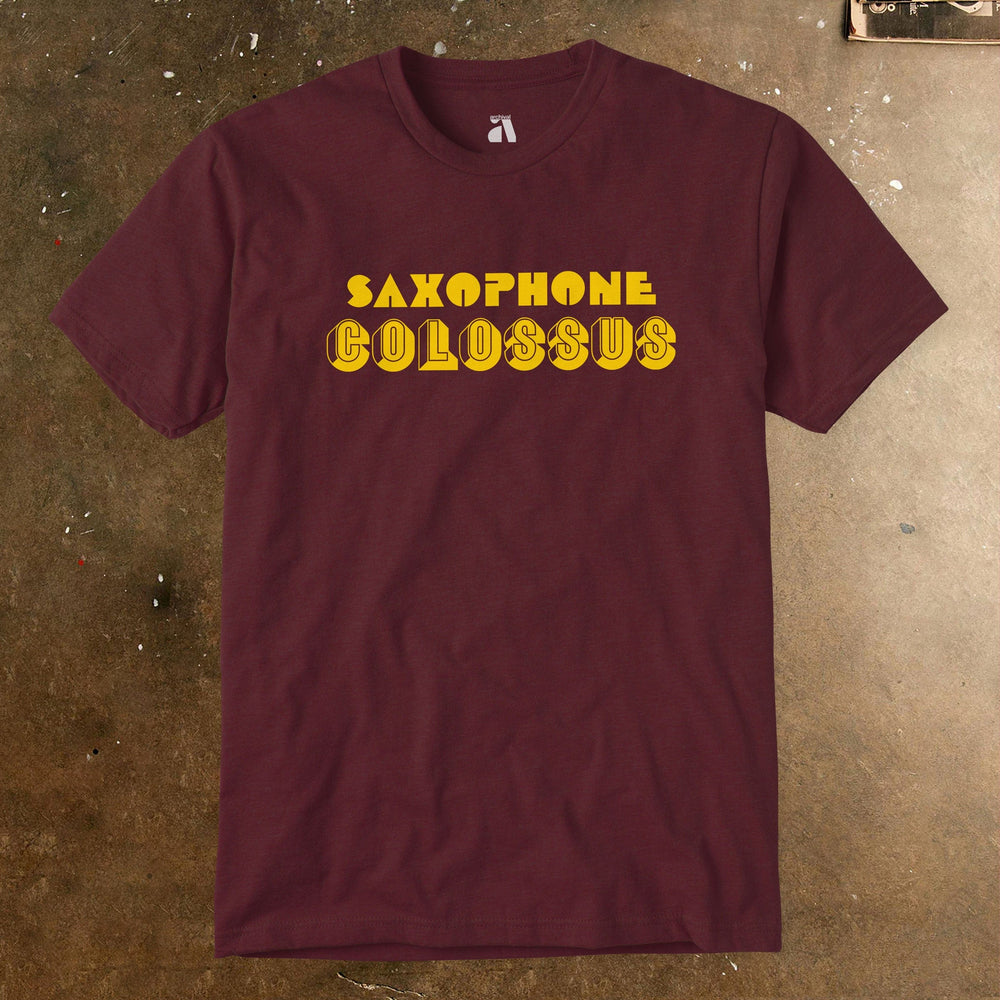 saxophone colossus classic tee in maroon