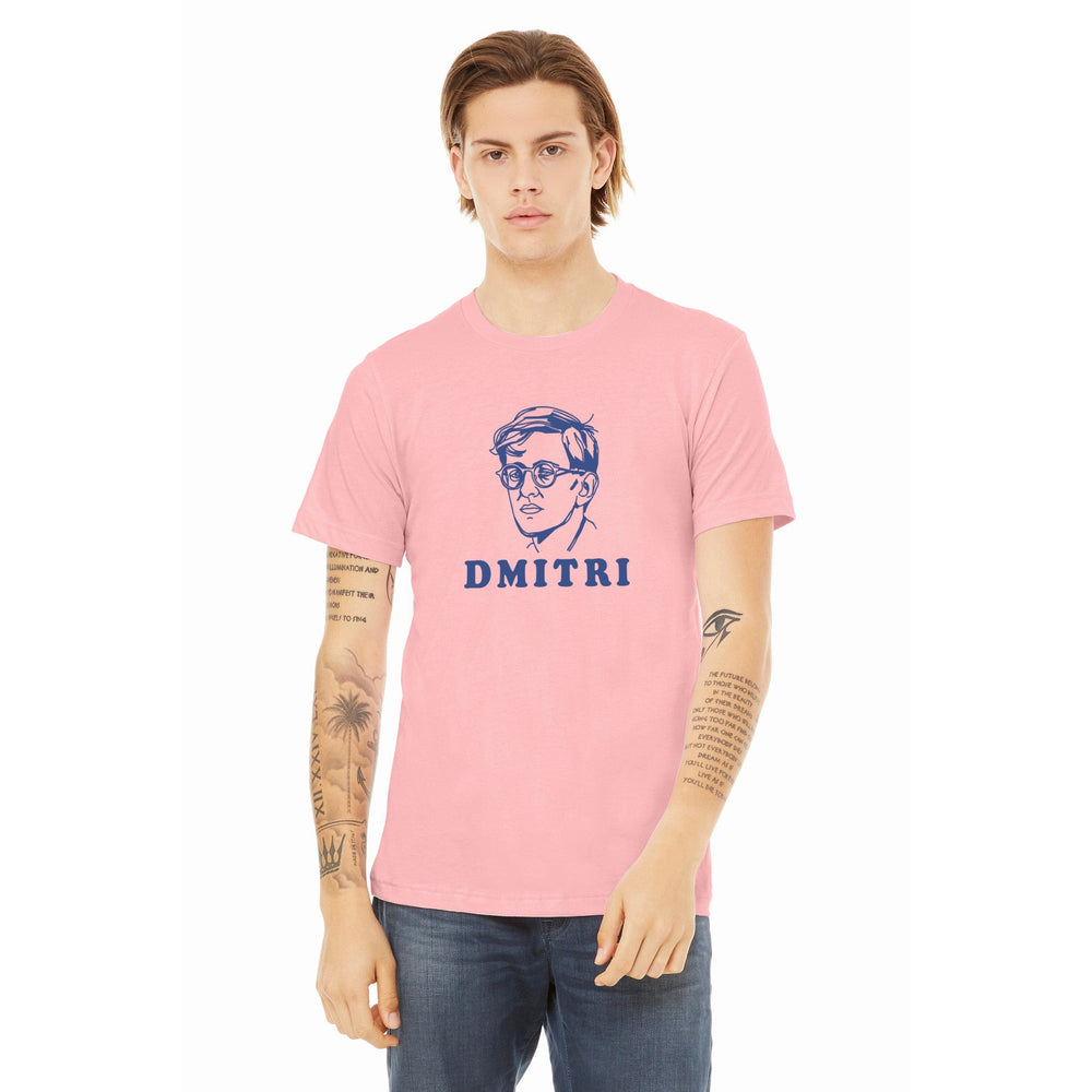 dmitri shostakovich: letraset classic tee in pink, worn
