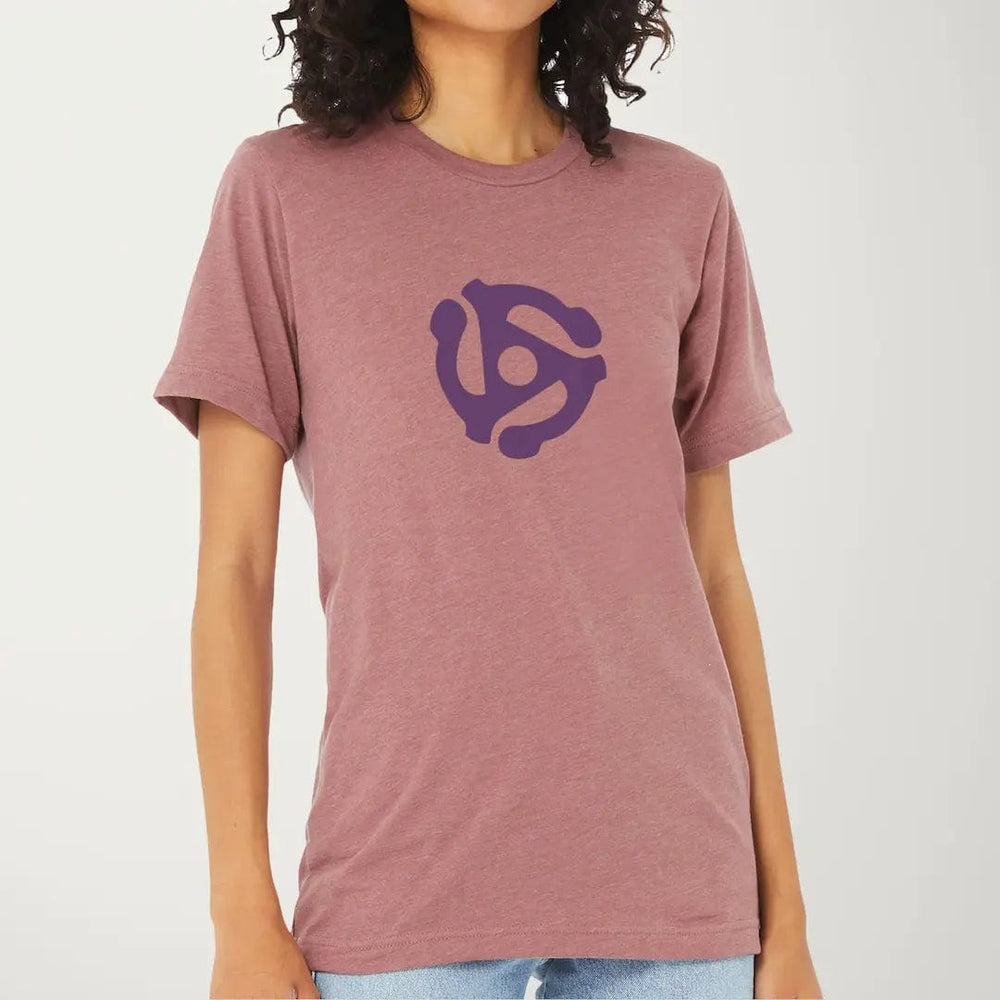 45rpm adapter classic tee in heather mauve, worn