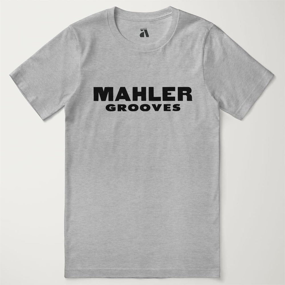 mahler grooves classic tee in athletic heather, laid flat