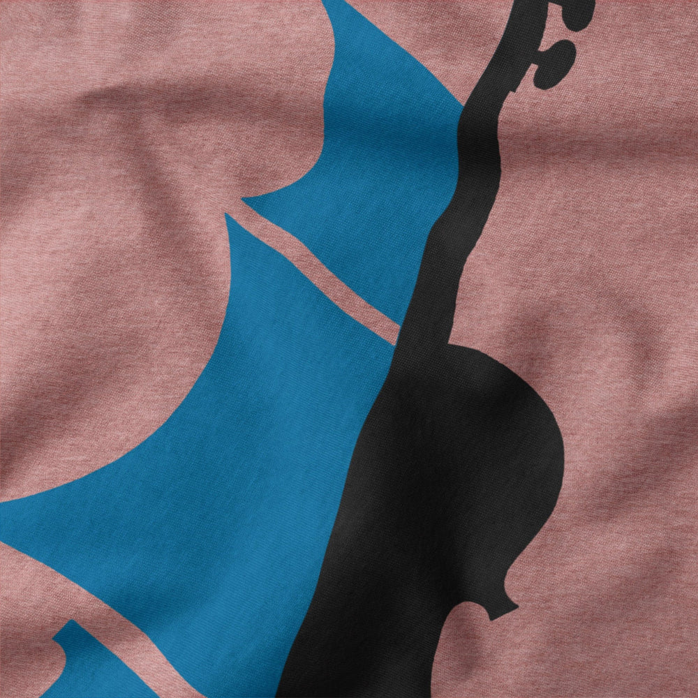 sea of song classic tee in heather mauve, close-up of the print