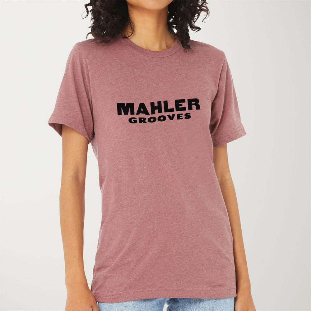 mahler grooves classic tee in heather mauve, worn