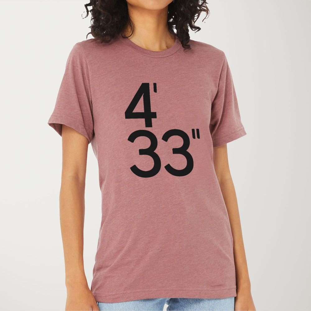 john cage: 4'33" classic tee in heather mauve, worn