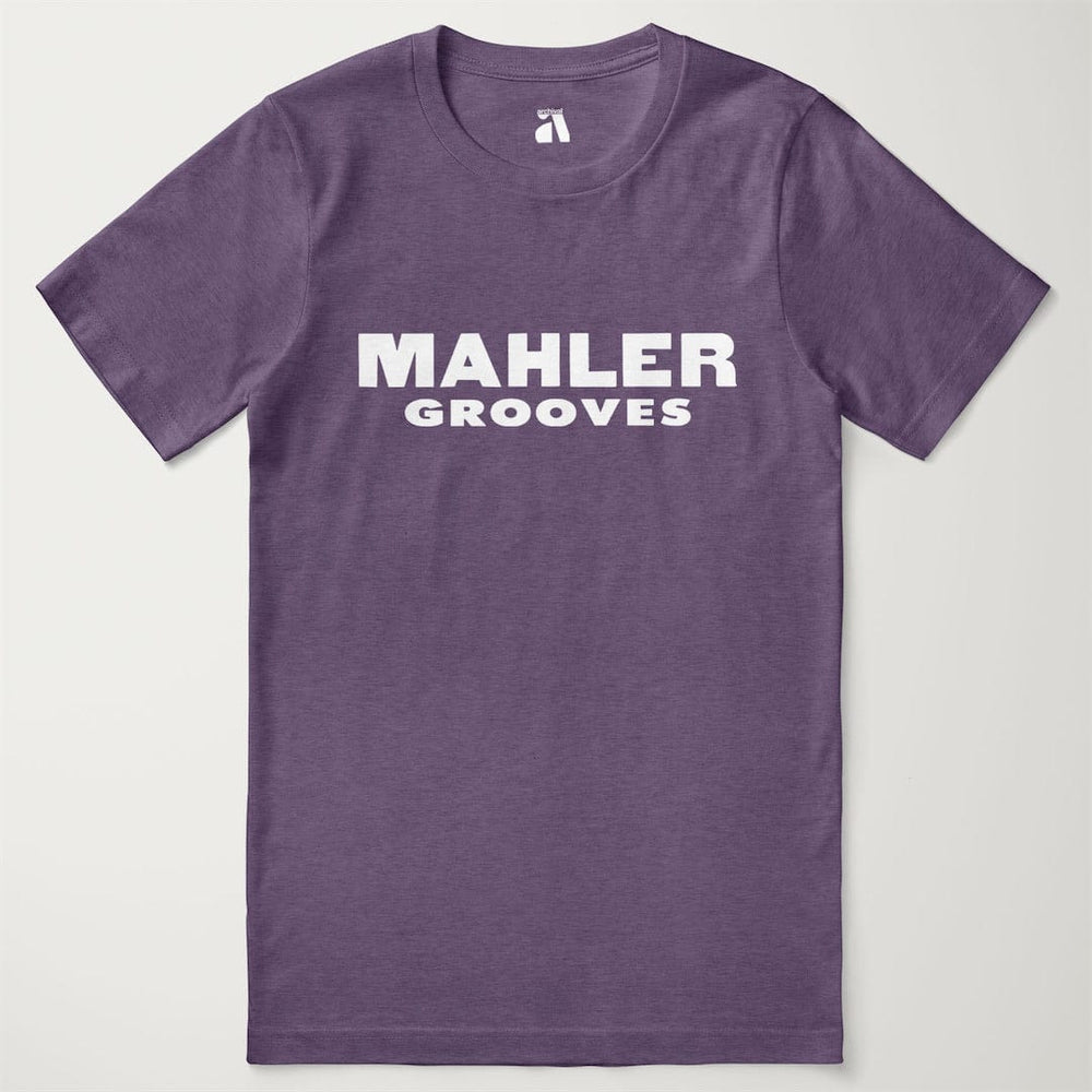 mahler grooves classic tee in heather team purple, laid flat