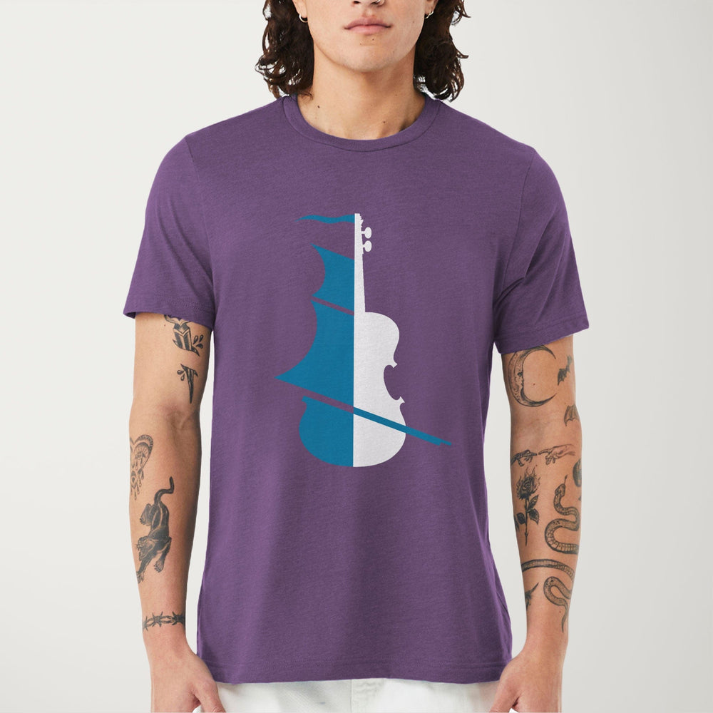 sea of song classic tee in heather team purple, worn