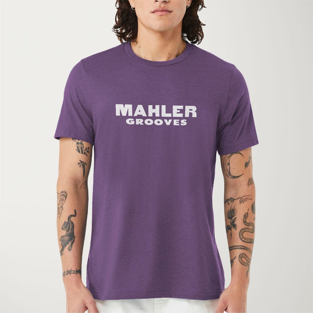 mahler grooves classic tee in heather team purple, worn
