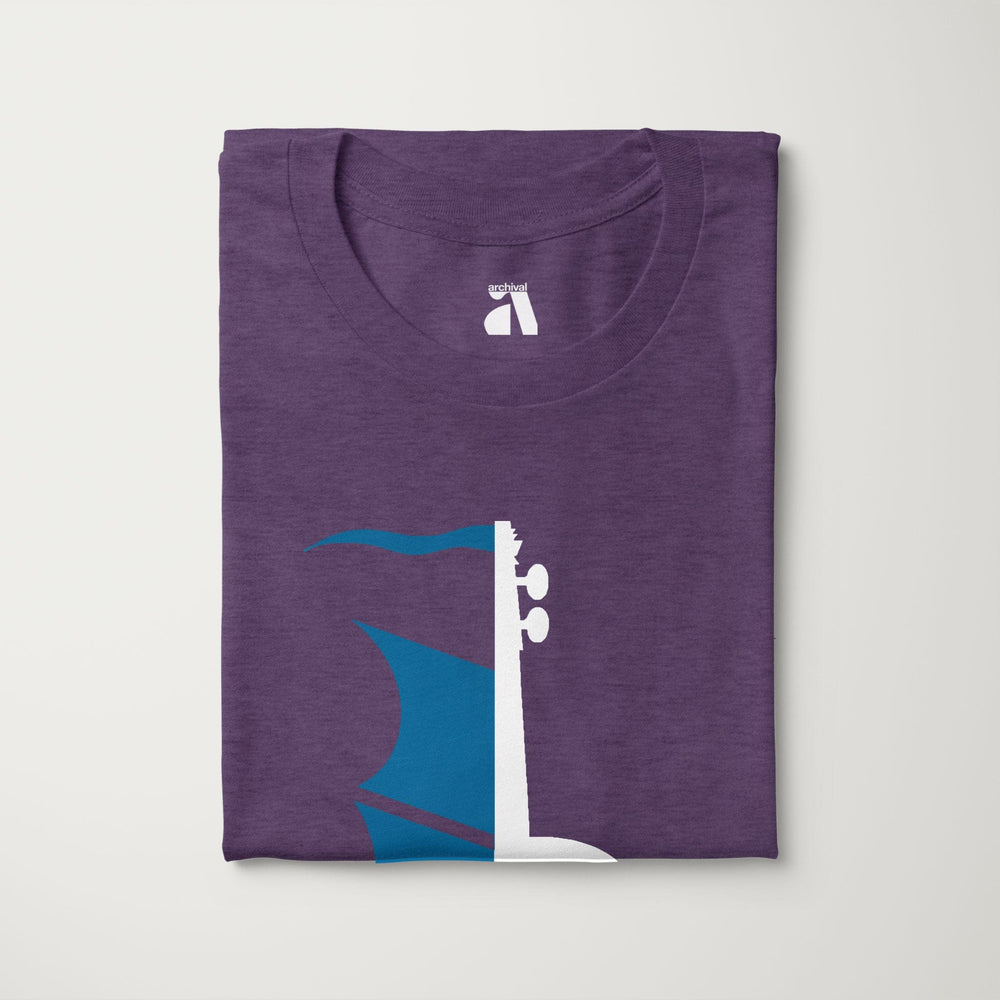 sea of song classic tee in heather team purple, folded