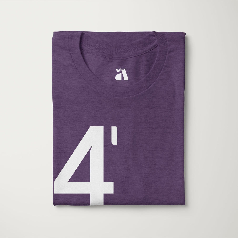 john cage: 4'33" classic tee in heather team purple, folded