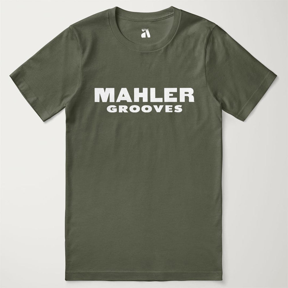 mahler grooves classic tee in military green, laid flat