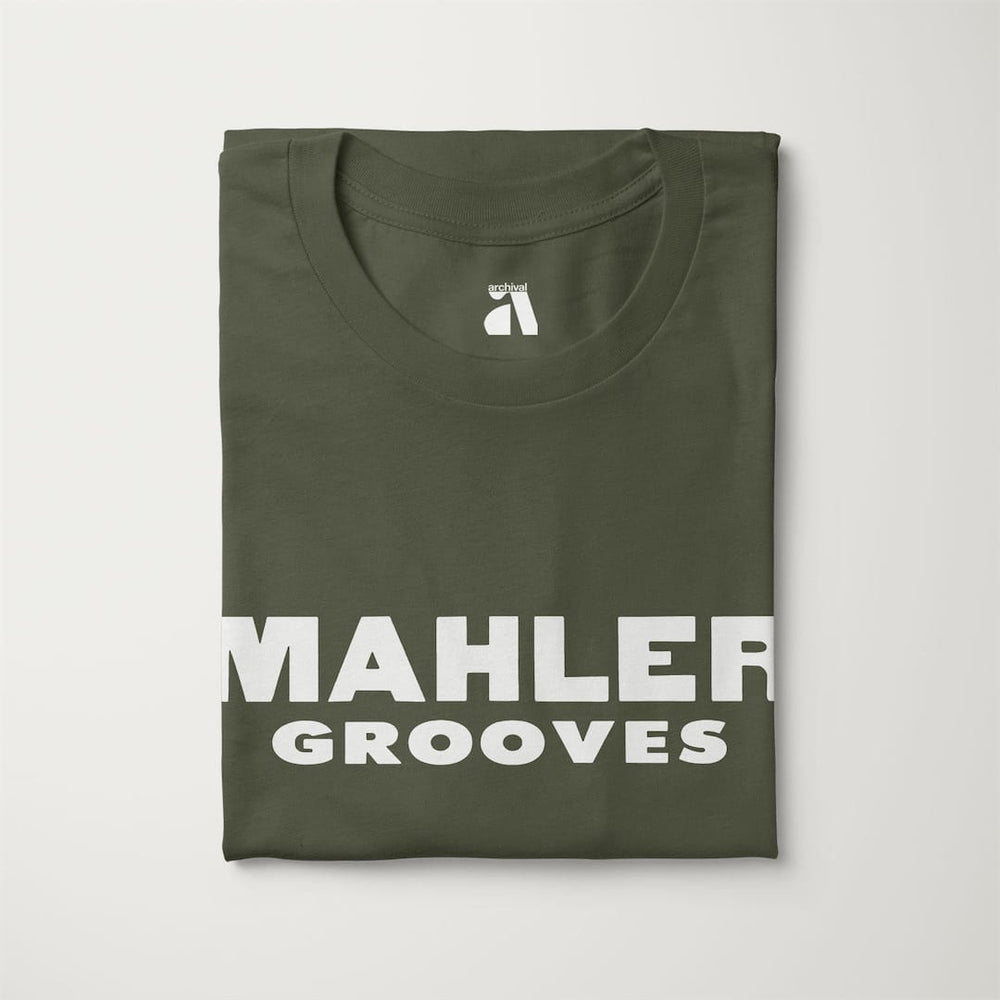 mahler grooves classic tee in military green, folded