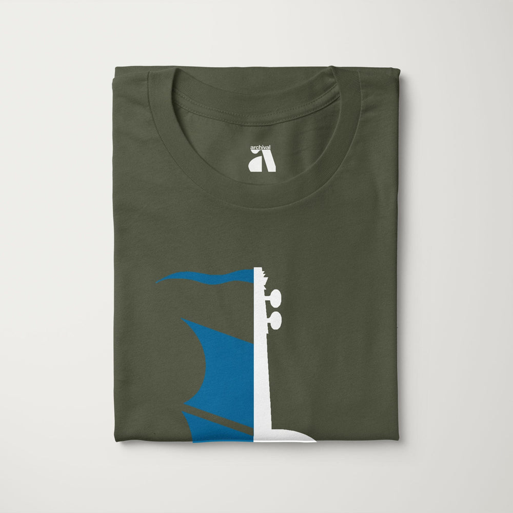 sea of song classic tee in military green, folded