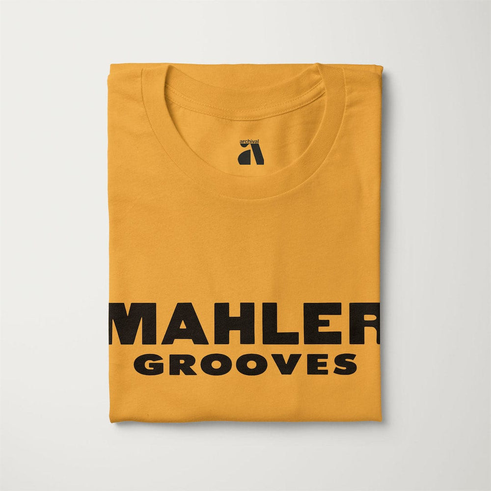mahler grooves classic tee in mustard, folded