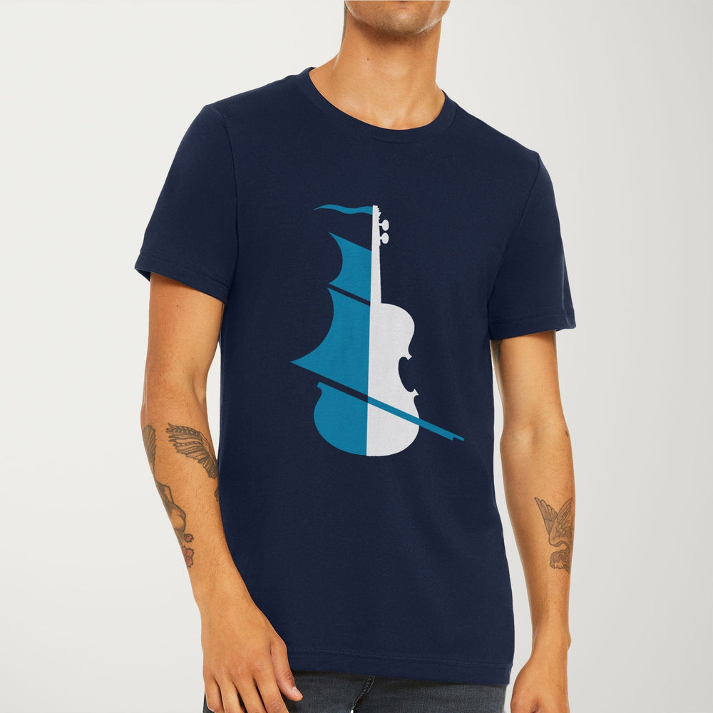 sea of song classic tee in navy, worn