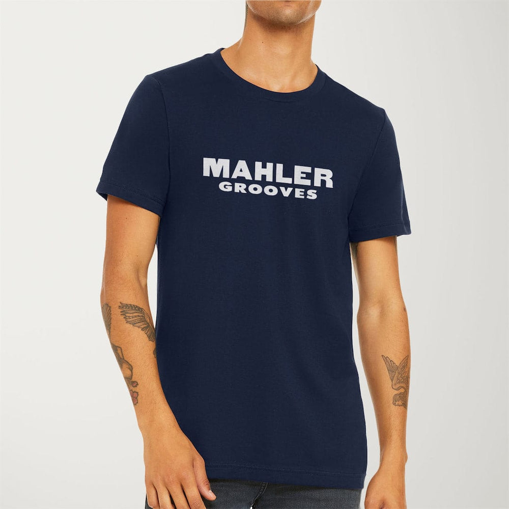 mahler grooves classic tee in navy, worn
