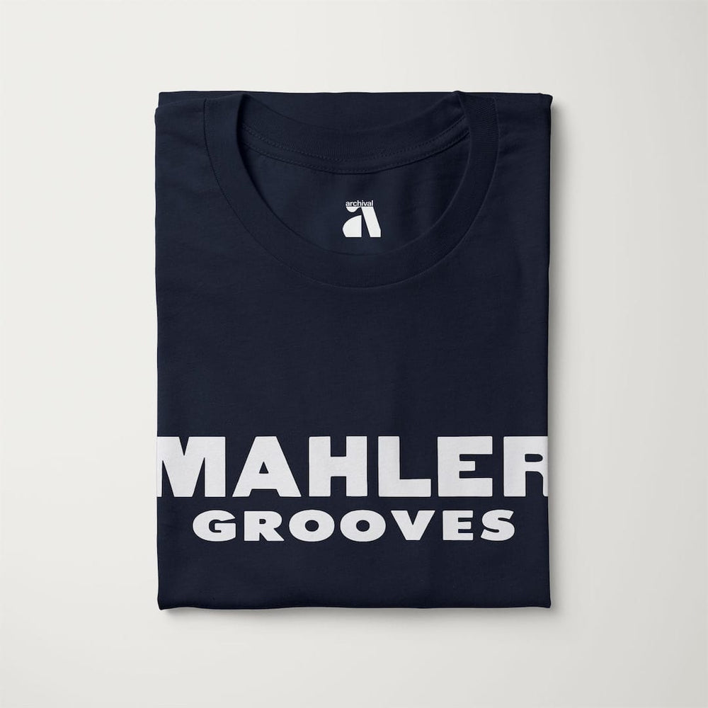 mahler grooves classic tee in navy, folded