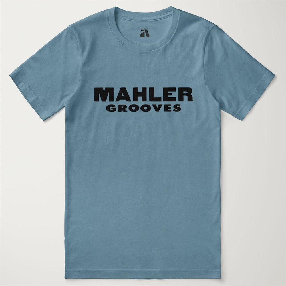 mahler grooves classic tee in steel blue, laid flat