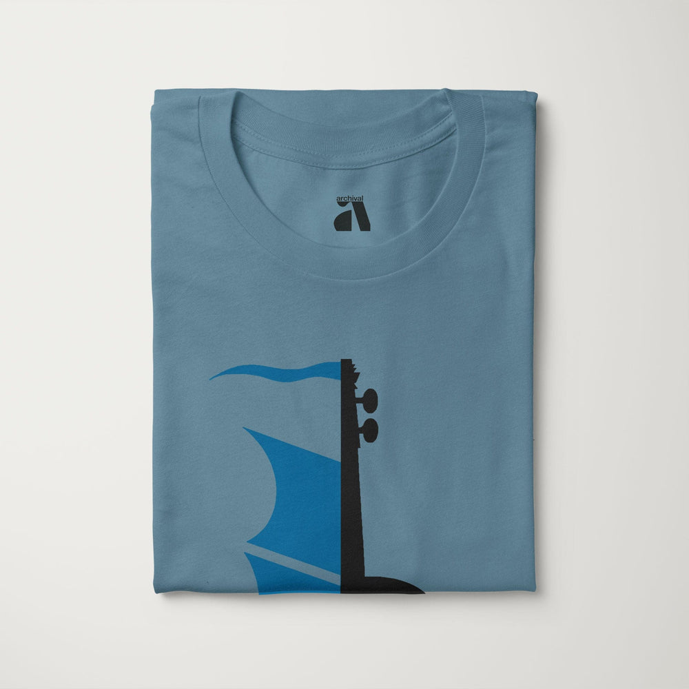 sea of song classic tee in steel blue, folded