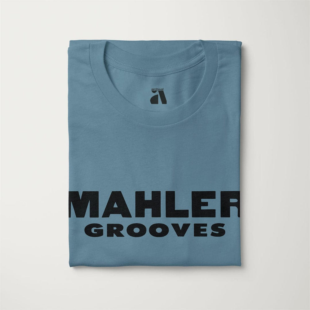mahler grooves classic tee in steel blue, folded