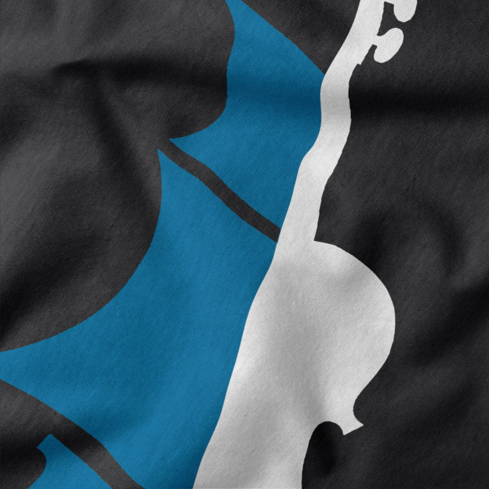 sea of song classic tee in vintage black, close-up of the print