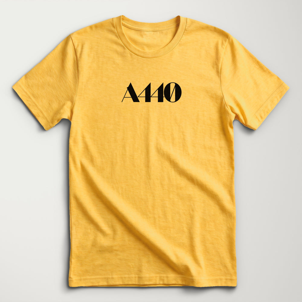 A440: Indie Film Classic Tee in Heather Yellow Gold, flat lay