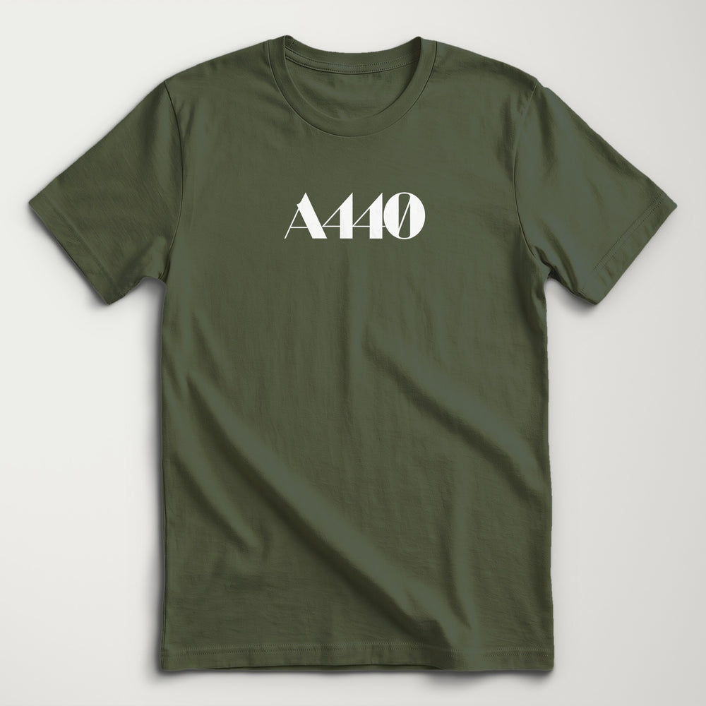 A440: Indie Film Classic Tee in Military Green, flat lay