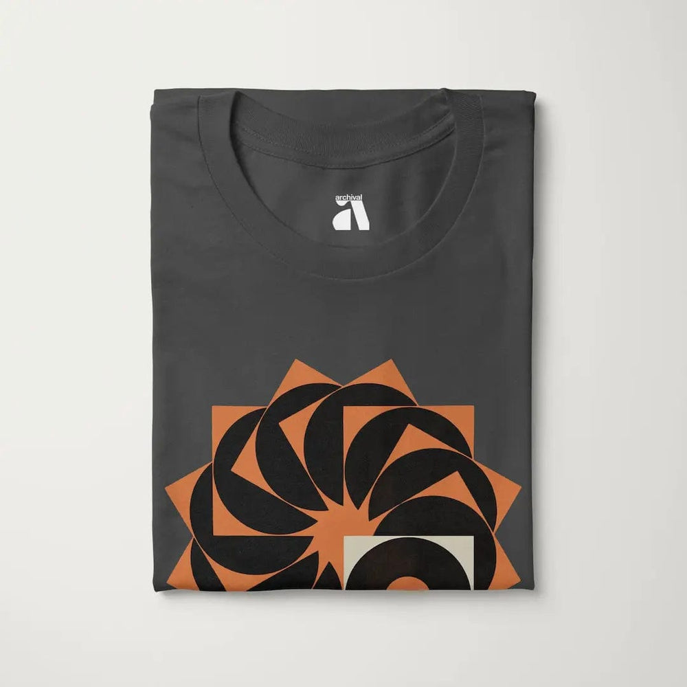 analog enthusiast society classic tee in asphalt, folded