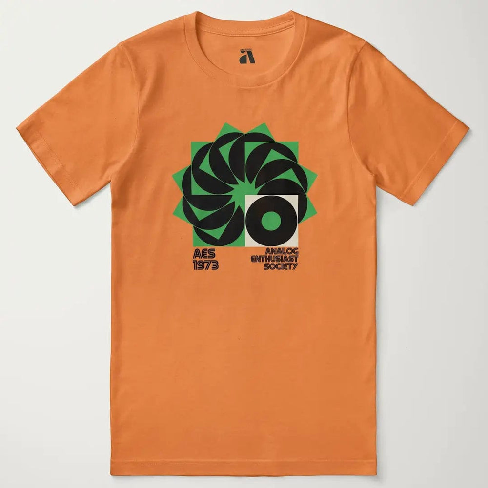 analog enthusiast society classic tee in burnt orange, laid flat