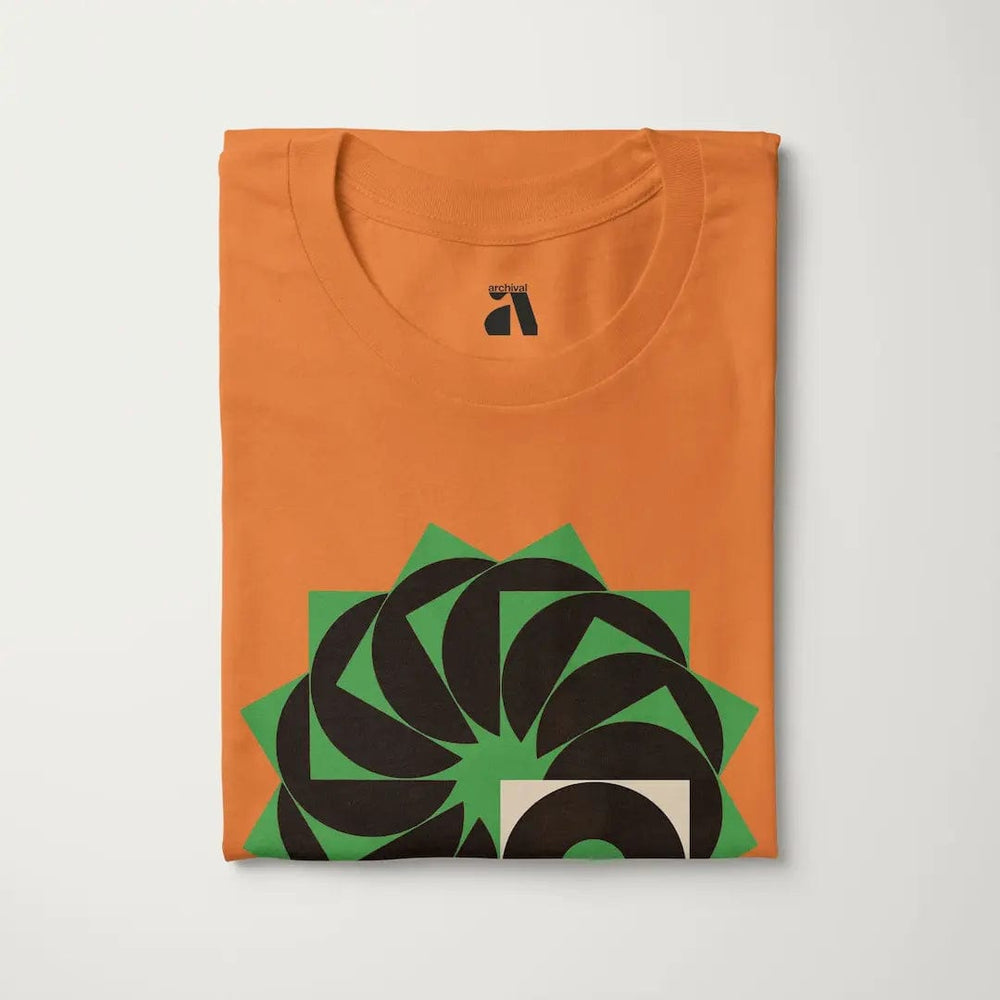 analog enthusiast society classic tee in burnt orange, folded