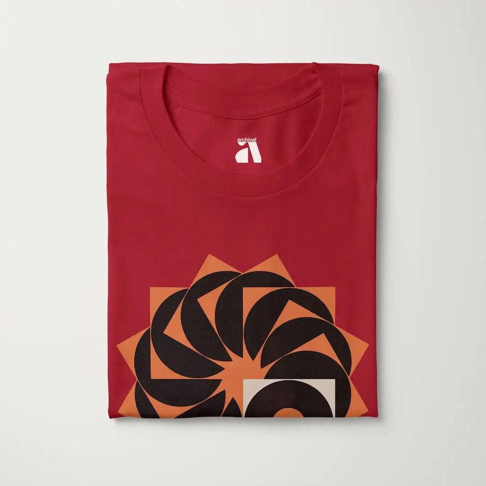 analog enthusiast society classic tee in canvas red, folded