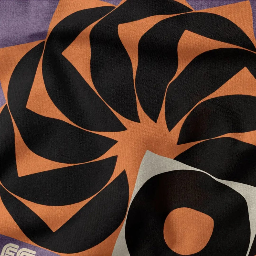 analog enthusiast society classic tee in heather team purple, close-up of the print
