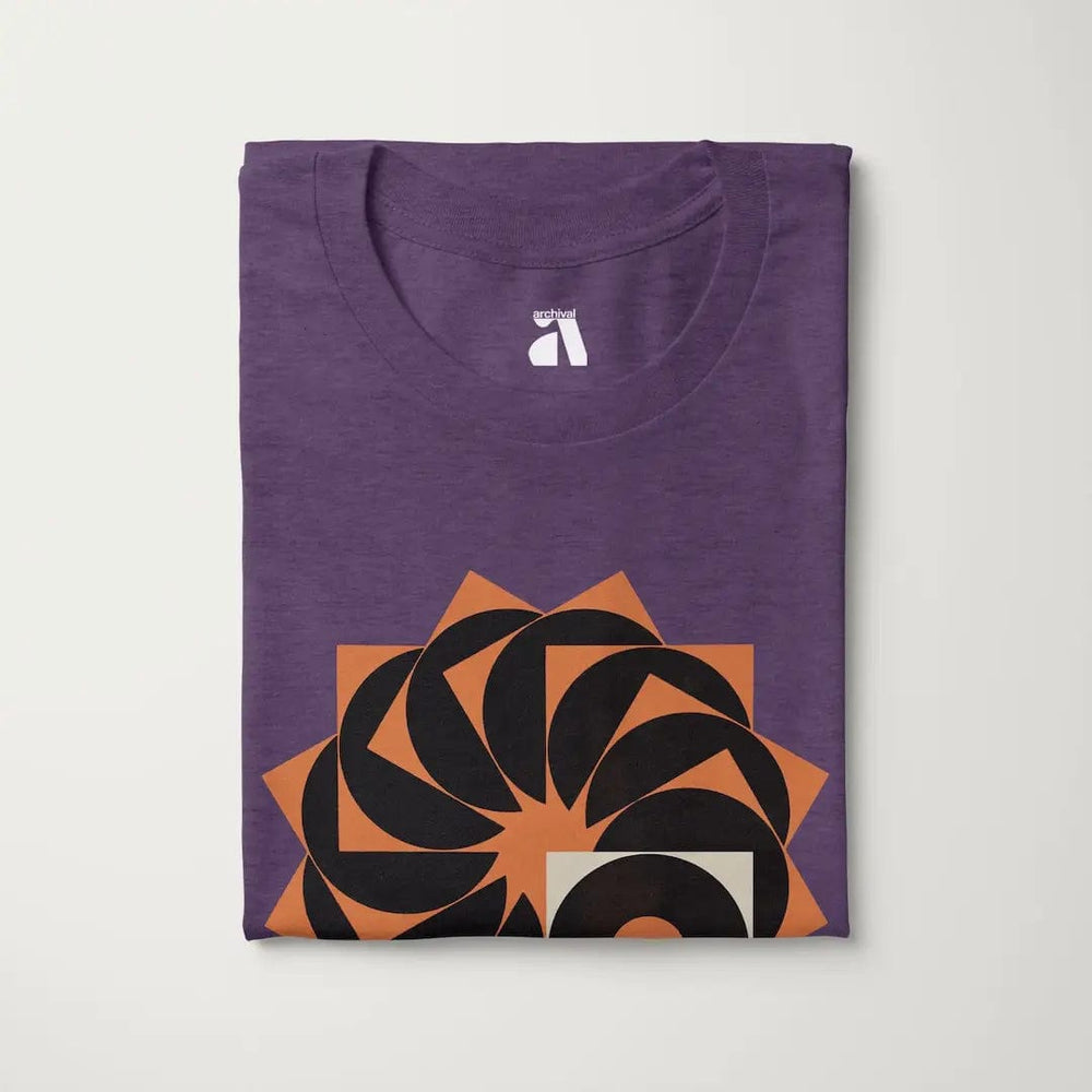 analog enthusiast society classic tee in heather team purple, folded