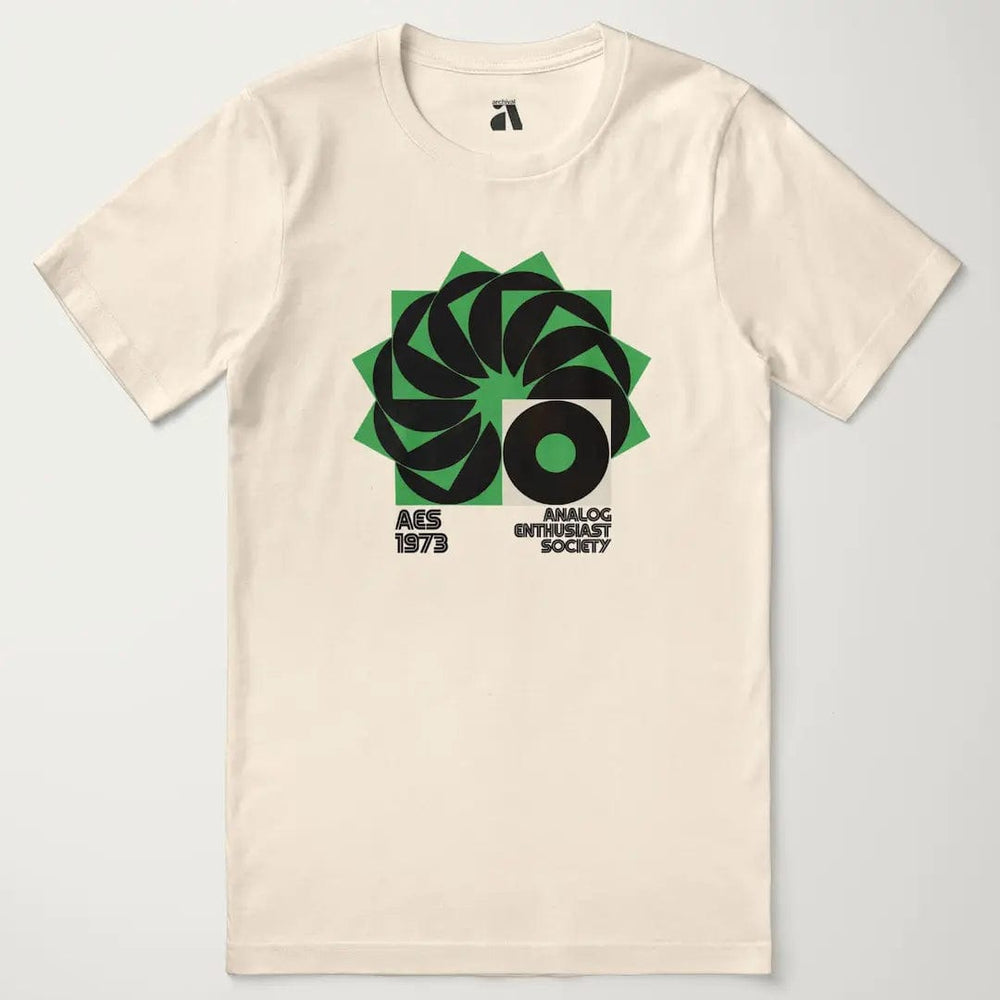 analog enthusiast society classic tee in natural, laid flat