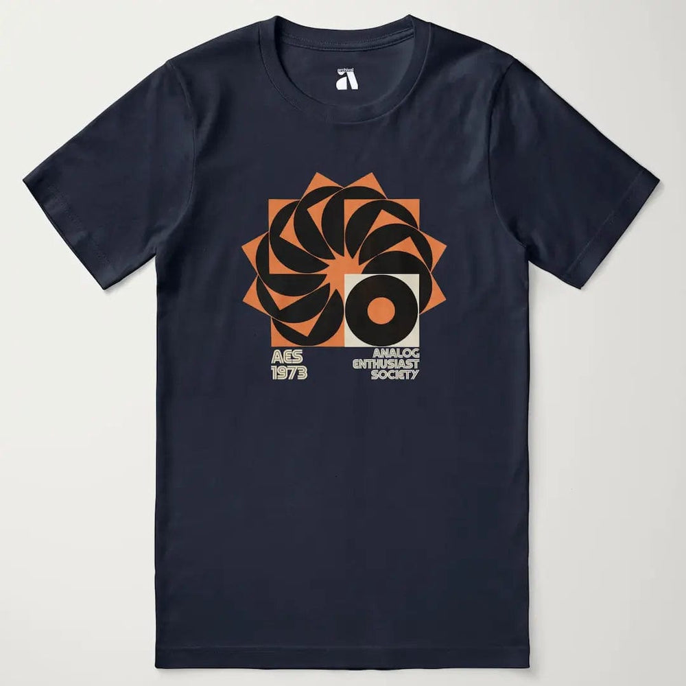 analog enthusiast society classic tee in navy, laid flat