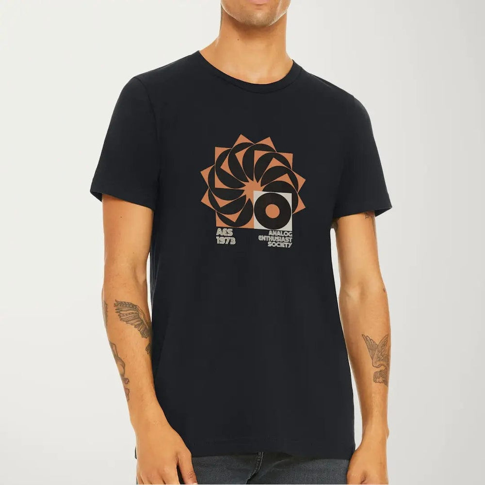 analog enthusiast society classic tee in vintage black, worn