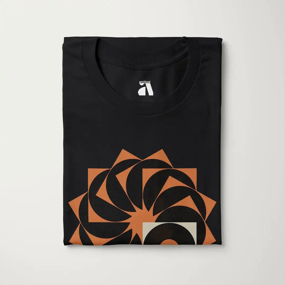 analog enthusiast society classic tee in vintage black, folded
