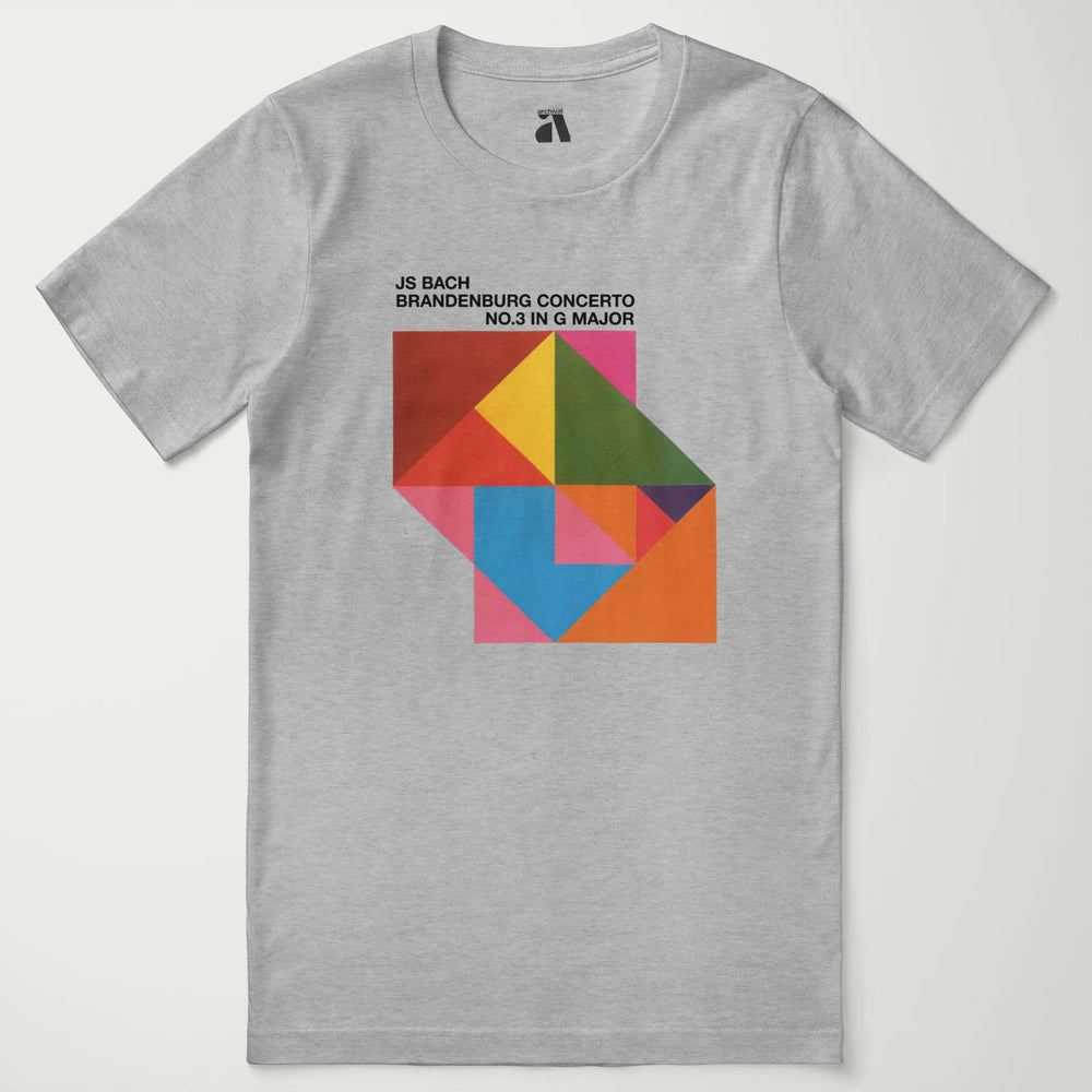 bach: brandenburg concerto no. 3 classic tee in athletic heather, laid flat