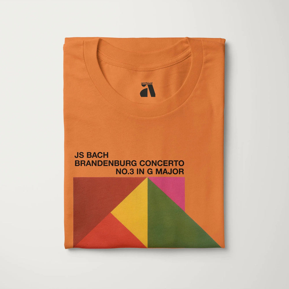 bach: brandenburg concerto no. 3 classic tee in burnt orange, folded