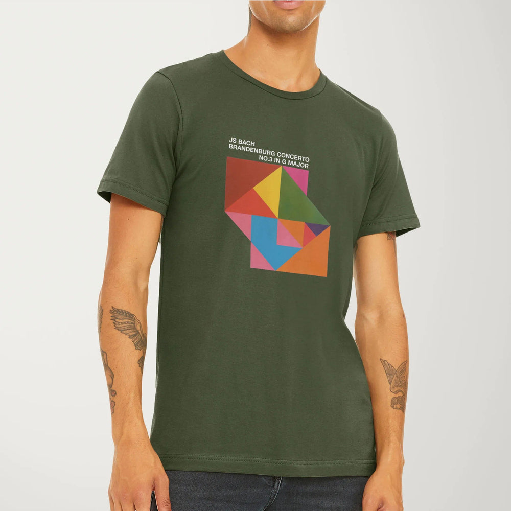 bach: brandenburg concerto no. 3 classic tee in military green, worn