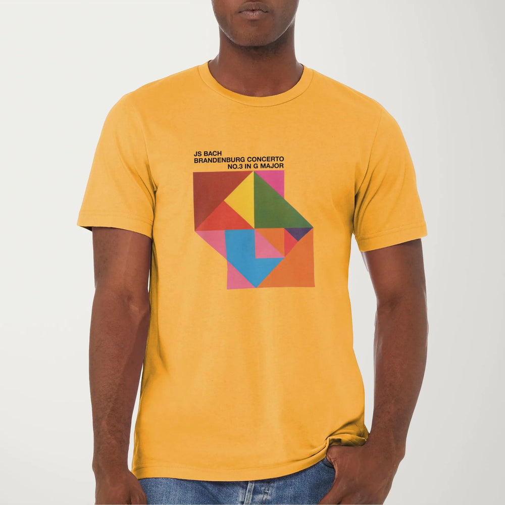 bach: brandenburg concerto no. 3 classic tee in mustard, worn